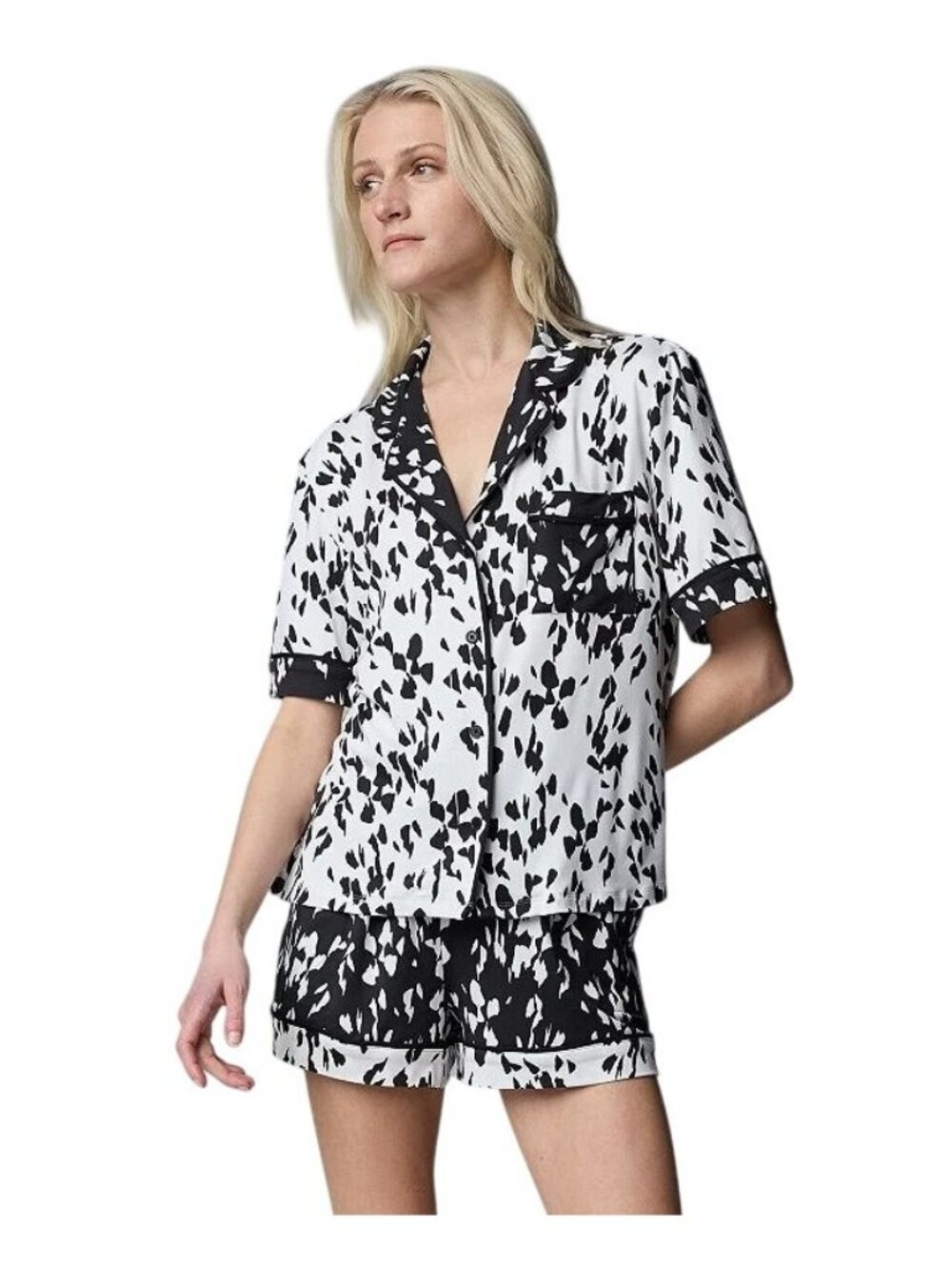 Simply Vera Wang Womens Pajama Black White Short Sleeve Top Shorts Set Sz XL NEW